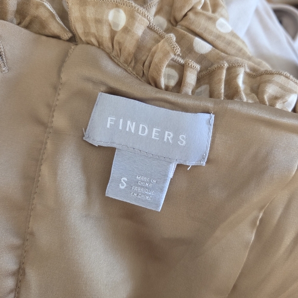 Finders Keepers Rosie Tan Polka Dot Ruched Fitted Feminine Mini Dress Size Small - Picture 16 of 16